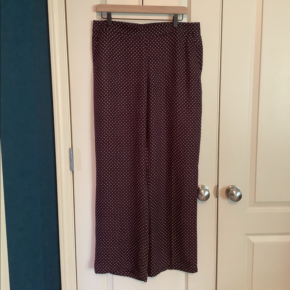 Theory Wide Leg Floral Dot Silk Trouser Large